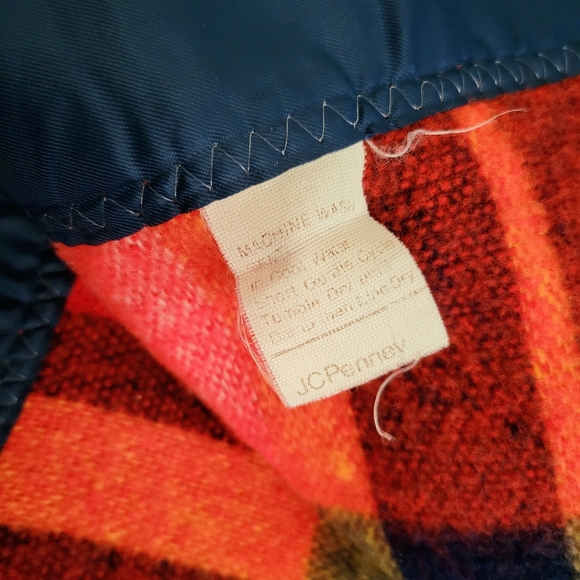 jcpenney Bedding Vintage Jc Penney Plaid Acrylic Satin Trim Blanket Poshmark